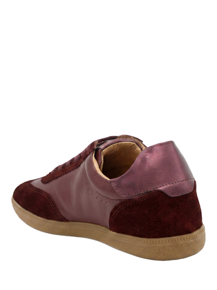 Jones Bootmaker Artea Leather Lace Up Trainers, Burgundy - view 2, Burgundy