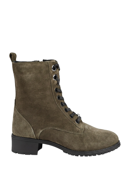 Jones Bootmaker Maura Suede Block Heel Ankle Boots, Olive, Olive