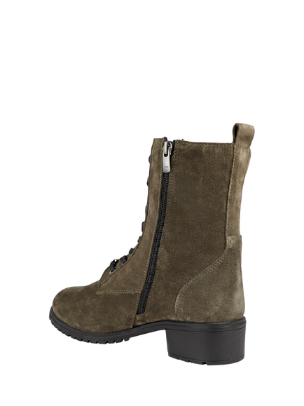 Jones Bootmaker Maura Suede Block Heel Ankle Boots, Olive - view 2, Olive