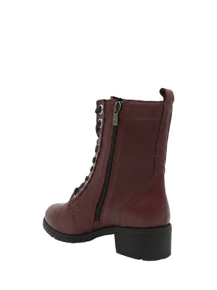 Jones Bootmaker Maura Leather Block Heel Ankle Boots, Burgundy - view 2, Burgundy