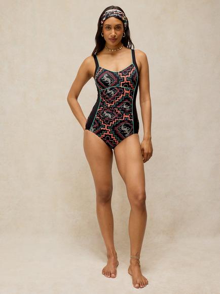 White Stuff Splash Swimsuit, Black, Black