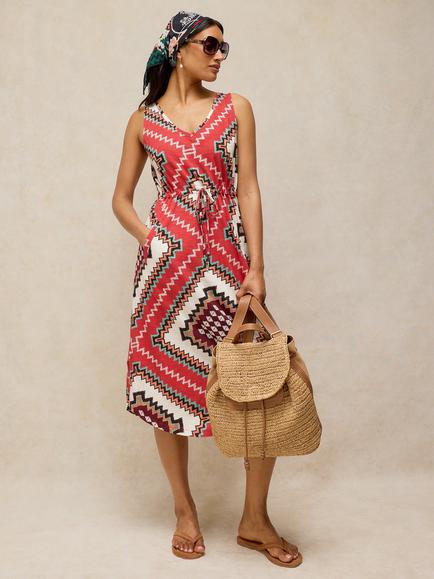 White Stuff Heidi Jersey Dress, Red Multi, Red Multi