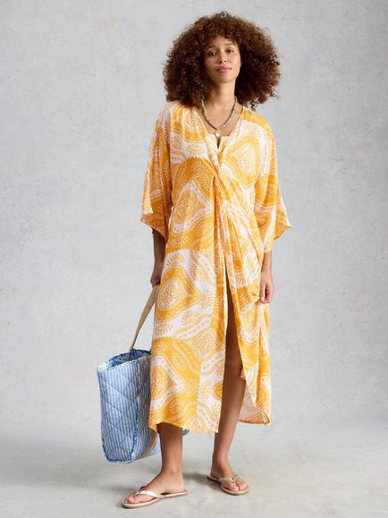 White Stuff Cleo Cover Up Kimono containing TENCEL™ Modal, Yellow, Yellow