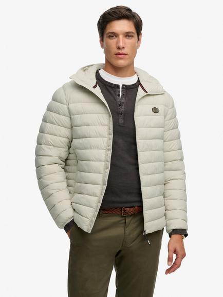 Superdry Fuji Lite Hooded Puffer Jacket, Light Stone Beige, Light Stone Beige