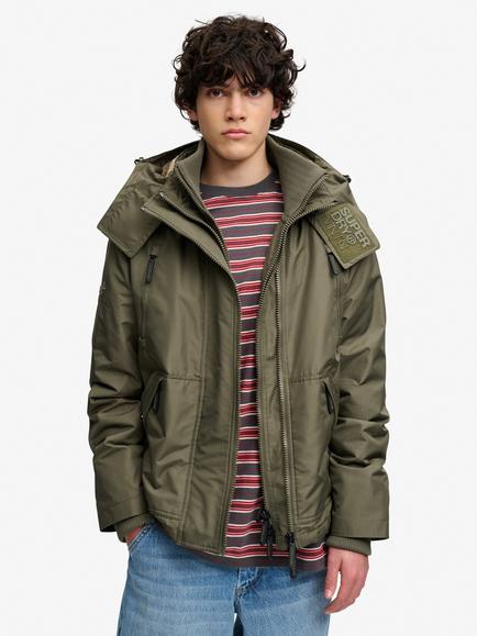 Superdry Fleece Lined Rain Jacket, Washed Khaki, Washed Khaki