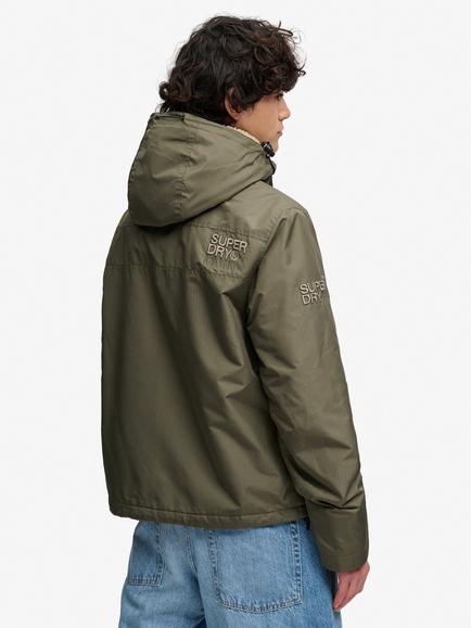 Superdry Fleece Lined Rain Jacket, Washed Khaki - view 2, Washed Khaki