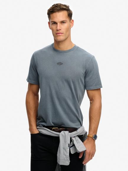 Superdry Cotton Micro Logo Loose Fit T-Shirt, Stormy Weather Blue
