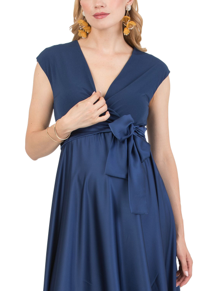 Attesa Lucrezia Satin Maternity & Nursing Dress - view 2, Chambray