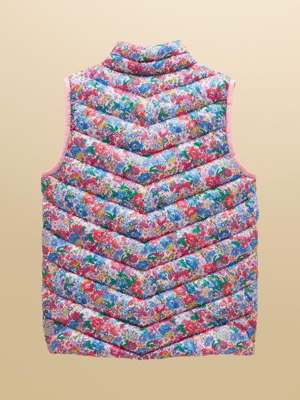 Joules Kids' Crofton Quilted Gilet, Pink - view 2, Pink