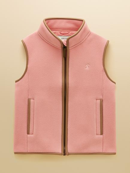 Joules Kids' Heritage Fleece Gilet, Pink, Pink