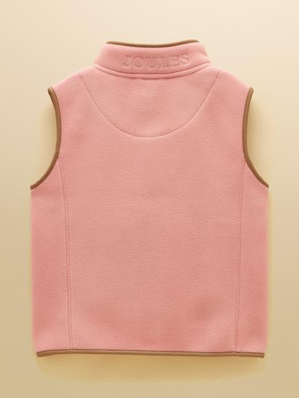 Joules Kids' Heritage Fleece Gilet, Pink - view 2, Pink