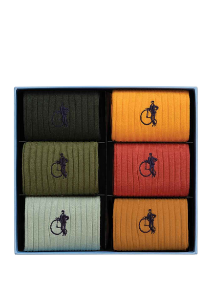 London Sock Company Simply Sartorial Cotton Blend Socks, Pack of 6, Multi, Multi