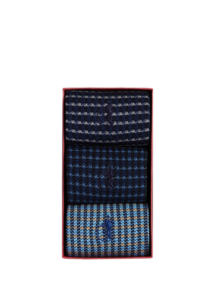London Sock Company Shaken & Stirred Cotton Blend Socks, Pack of 3, Blue/Multi, Blue/Multi