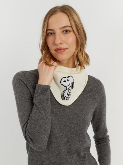Chinti & Parker Wool Rich Snoopy Triangle Scarf, Cream - view 2, Cream