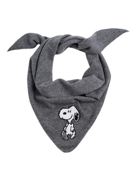 Chinti & Parker Peanuts Wool-Cashmere Snoopy Triangle Scarf, Grey