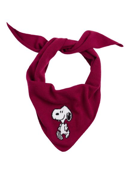 Chinti & Parker Peanuts Wool-Cashmere Snoopy Triangle Scarf, Cherry
