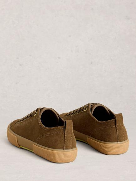 White Stuff Pippa Suede Trainers - view 2, Khaki Green
