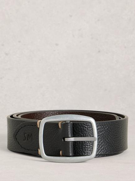 White Stuff Reversible Leather Belt, Black/Multi, Black/Multi