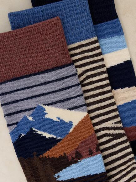 White Stuff Cotton Blend Forest Explorer Ankle Socks, Pack of 3, Grey Marl - view 2, Grey Marl