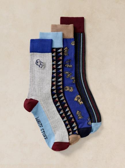 White Stuff Cotton Blend Lucky Day Ankle Socks, Pack of 4, Blue/Multi, Blue/Multi