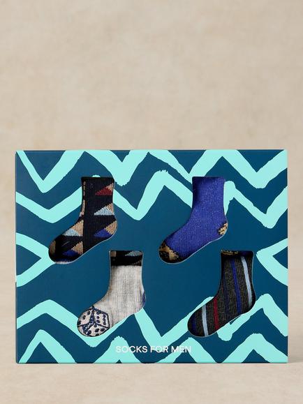 White Stuff Cotton Blend Lucky Day Ankle Socks, Pack of 4, Blue/Multi - view 2, Blue/Multi