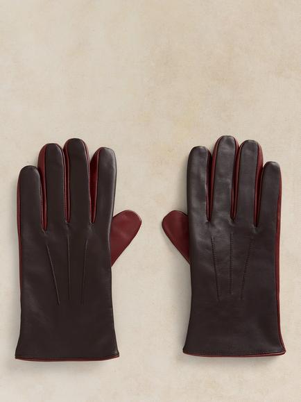 White Stuff Luke Leather Gloves, Brown/Multi, Brown/Multi