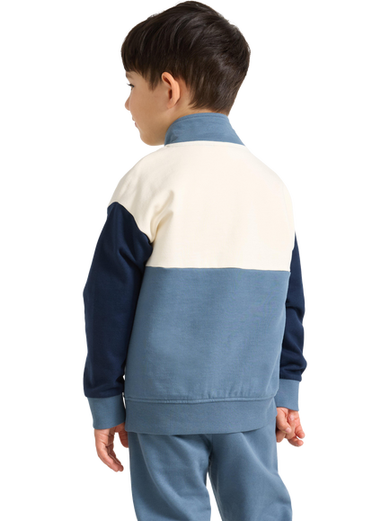 Lindex Kids' Half Zip Colour-Block Sweatshirt, Dark Dusty Blue - view 2, Dark Dusty Blue