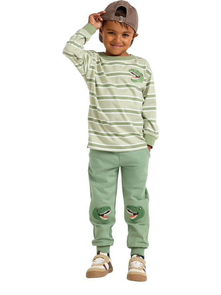 Lindex Kids' Mid-Rise Knee Motif Joggers, Light Khaki, Light Khaki