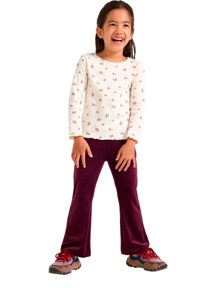 Lindex Kids' Flared Velour Leggings, Dark Lilac, Dark Lilac