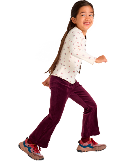 Lindex Kids' Flared Velour Leggings, Dark Lilac - view 2, Dark Lilac