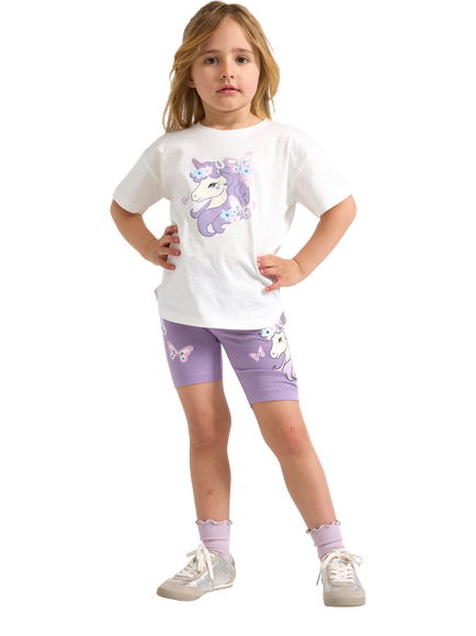 Lindex Kids' Oversized Short Sleeve Unicorn Print T-Shirt, Light Dusty White - view 2, Light Dusty White
