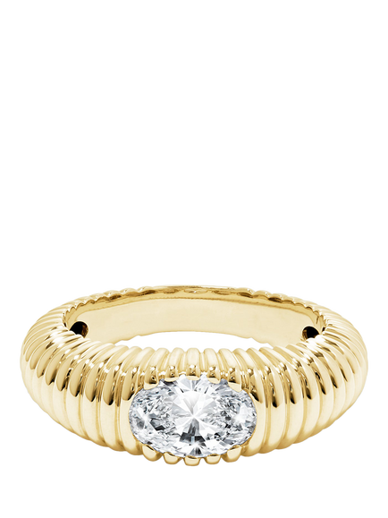 Created Brilliance Ria 9ct Yellow Gold 1ct Lab Grown Diamond East-West Ring, N, Gold