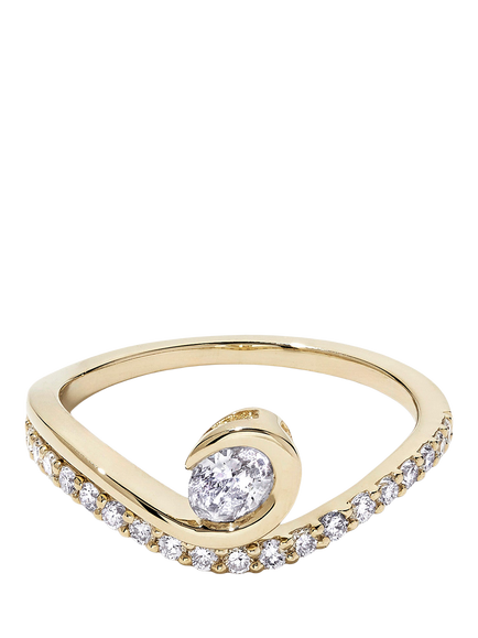 Created Brilliance Delia 9ct Yellow Gold 0.50ct Lab Grown Diamond Fluid Ring, Yellow Gold