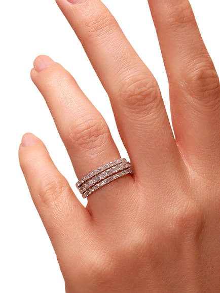 Created Brilliance Colette White Gold Lab Grown Diamond Eternity Band Ring, Silver - view 2, White Gold