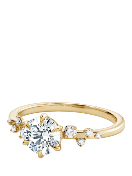 Created Brilliance Luna Lab Grown Diamond Scatter Engagement Ring, Gold - view 2, Yellow Gold