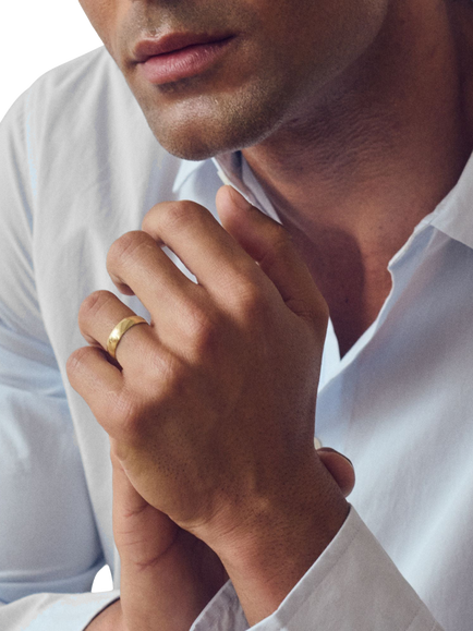 Created Brilliance 9ct Yellow Gold D-Shape Wedding Ring - view 2, Yellow Gold