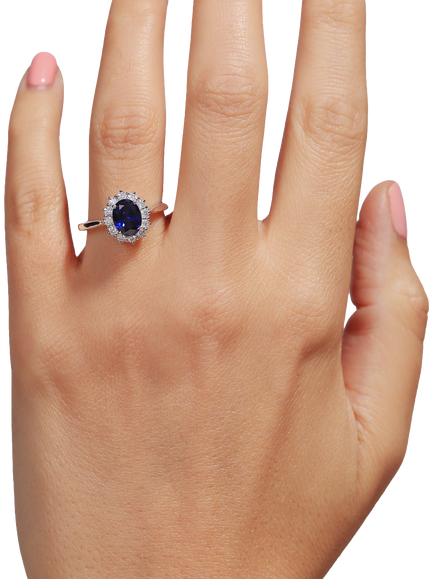 Created Brilliance Cate 9ct White Gold Lab Grown Diamond and Sapphire Ring - view 2, White Gold
