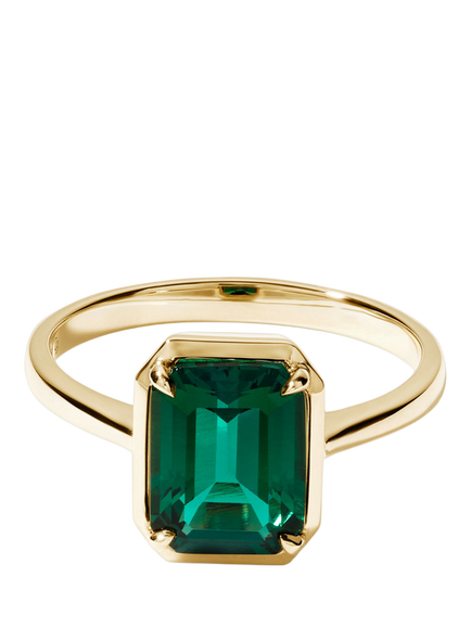 Created Brilliance Jane 9ct Gold Created Emerald Ring, Yellow Gold