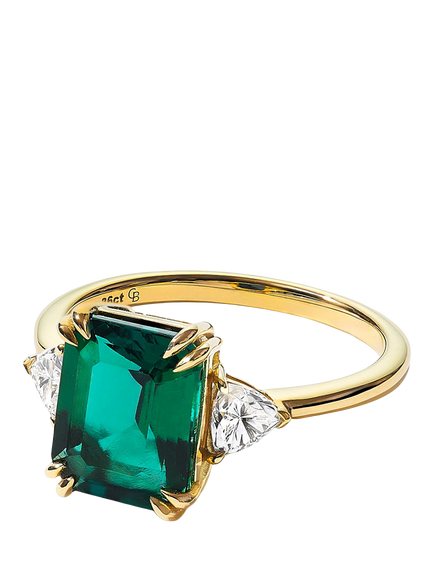 Created Brilliance Cassie 9ct Yellow Gold 0.36ct Lab Grown Diamond and Emerald Ring - view 2, Yellow Gold