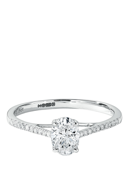 Created Brilliance Elena 9ct White Gold Oval Lab Grown Diamond Engagement Ring, White Gold