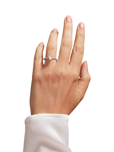 Created Brilliance Elena 9ct White Gold Oval Lab Grown Diamond Engagement Ring - view 2, White Gold