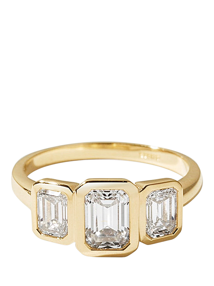 Created Brilliance Eliza 9ct Yellow Gold 2ct Lab Grown Diamond Trilogy Ring, Yellow Gold