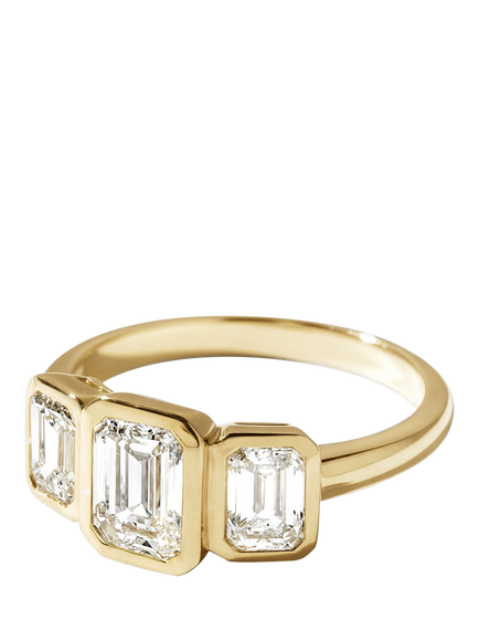 Created Brilliance Eliza 9ct Yellow Gold 2ct Lab Grown Diamond Trilogy Ring - view 2, Yellow Gold
