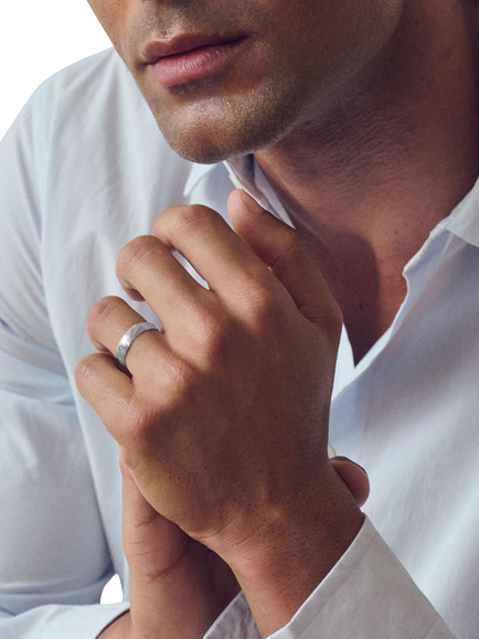 Created Brilliance 9ct White Gold 5mm D-Shape Wedding Ring - view 2, White Gold
