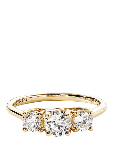 Created Brilliance Audrey Lab Grown Diamond Three Stone Ring, Gold, Yellow Gold