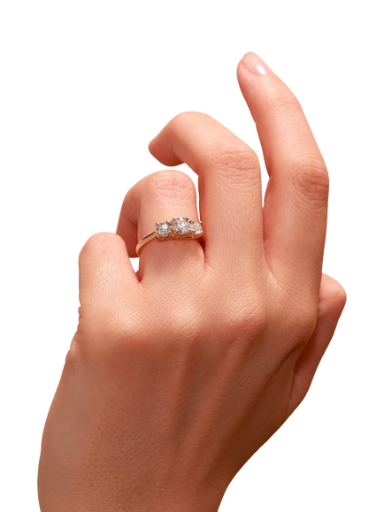 Created Brilliance Audrey Lab Grown Diamond Three Stone Ring, Gold - view 2, Yellow Gold