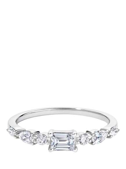 Created Brilliance 9ct White Gold Constance Lab Grown Diamond Emerald Cut Ring, White Gold