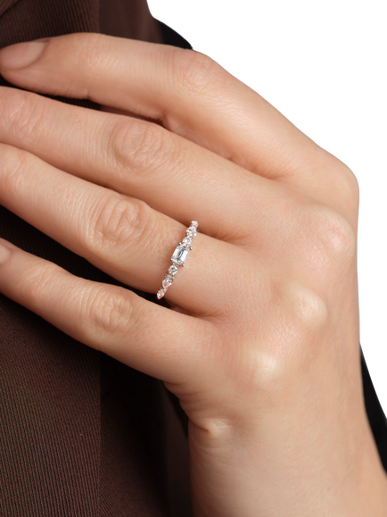 Created Brilliance 9ct White Gold Constance Lab Grown Diamond Emerald Cut Ring - view 2, White Gold