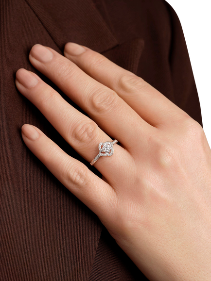 Created Brilliance Eliana 9ct White Gold Lab Grown Diamond Halo Ring - view 2, White Gold