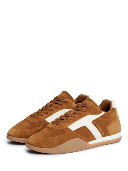 Tommy Hilfiger Suede Vintage Low Profile Trainers, Brown - view 2, Brown